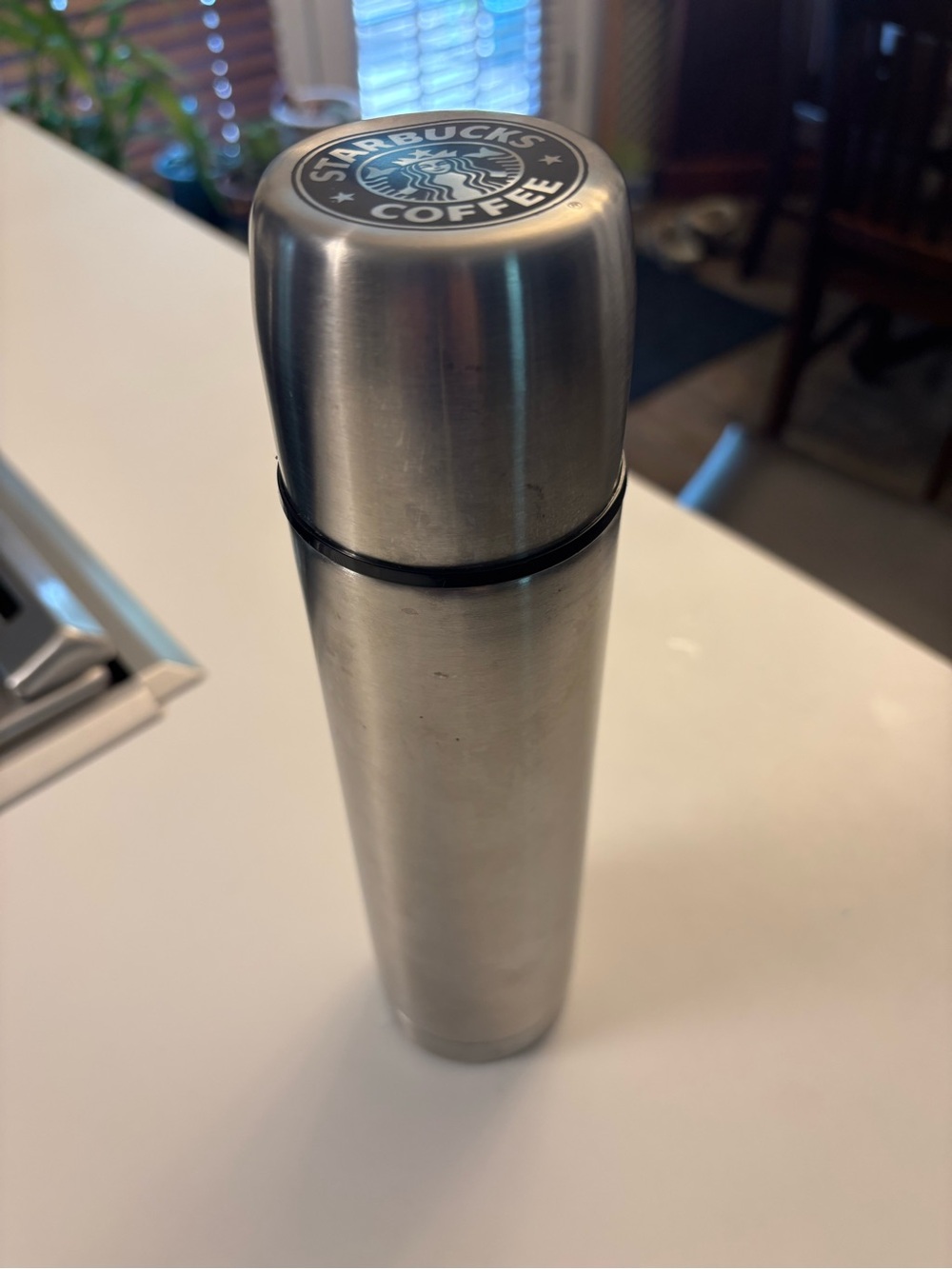 Starbucks Silver Stainless Steel Travel Flask with Logo Cap
